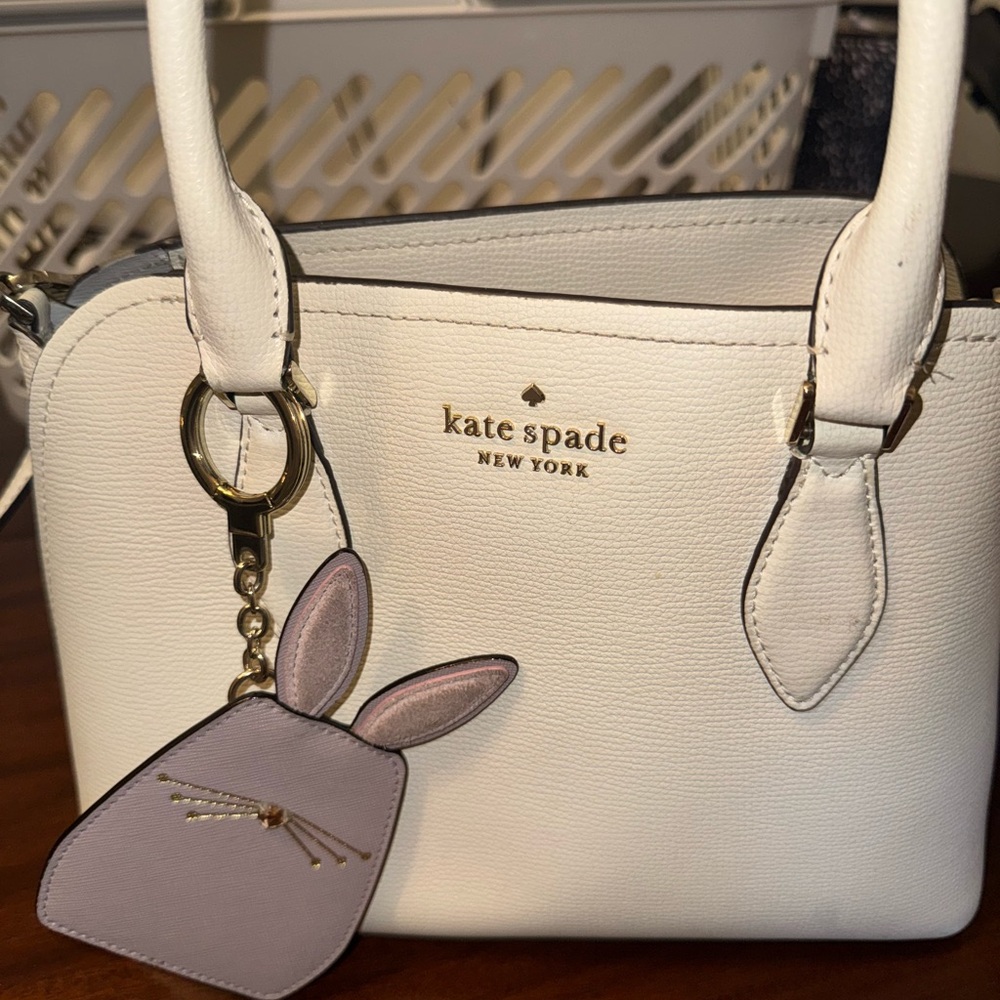 Kate Spade Cream Shoulder Bag with Bunny Charm